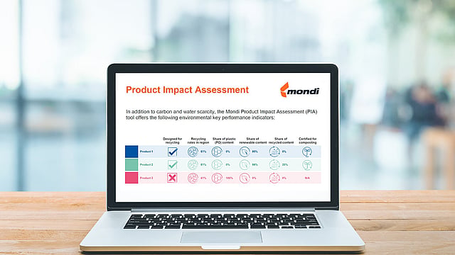 A laptop displaying a sample result of a product impact assessment.